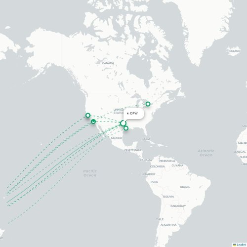 Mapa lotu bezpośredniego Dallas – Sydney