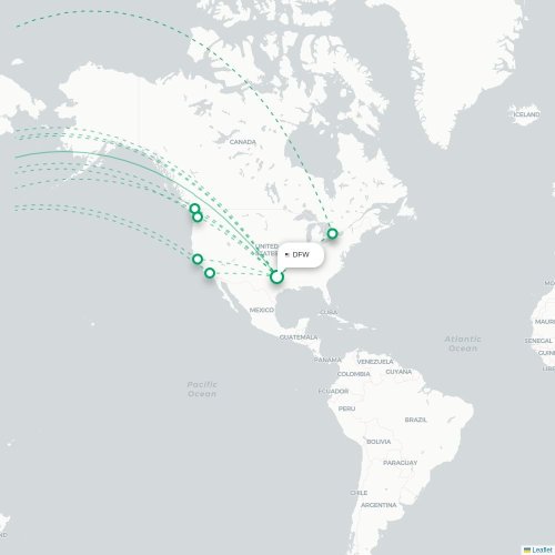 Mapa lotu bezpośredniego Dallas – Tajpej