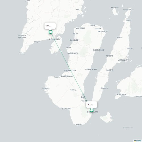 Dumaguete City - Iloilo City kort over direkte fly