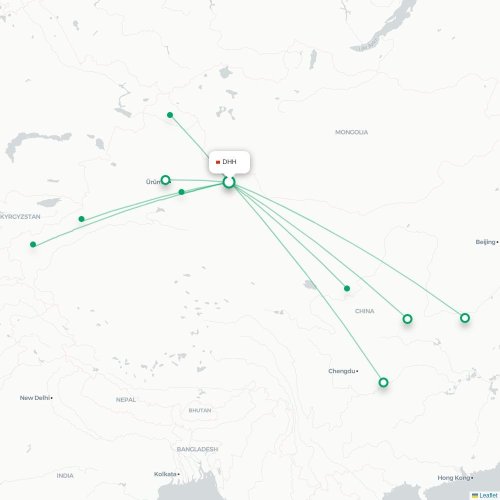 Mapa lotu bezpośredniego Hami – Kaszgar