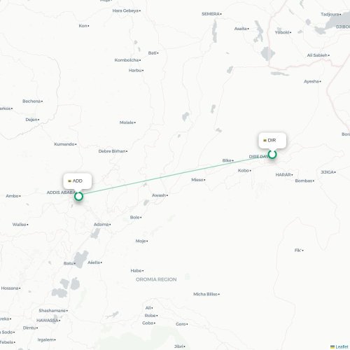 Dire Dawa - Addis Abeba carte du vol direct