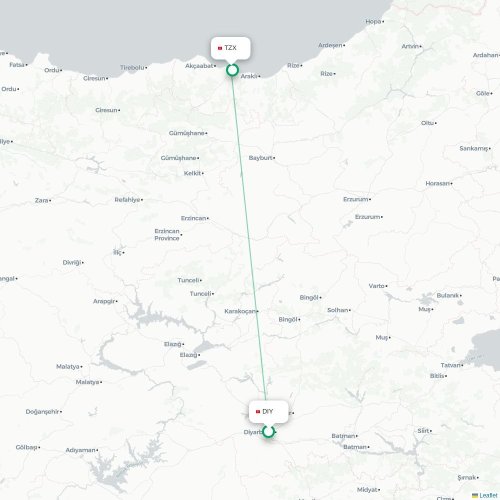 Mapa de vuelo directo Diyarbakır - Trapisonda