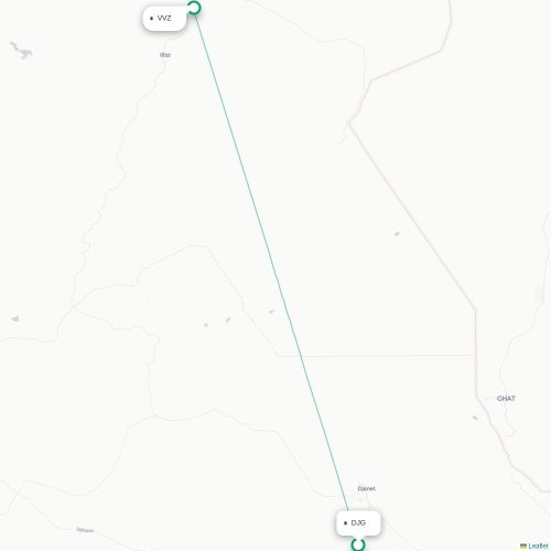 Djanet - Illizi kaart van rechtstreekse vlucht