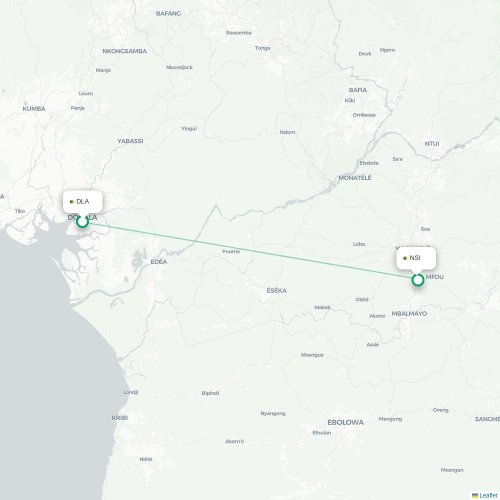 Douala - Yaounde karta över direktflyg