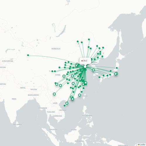 Dalian - Shanghai direct flight map