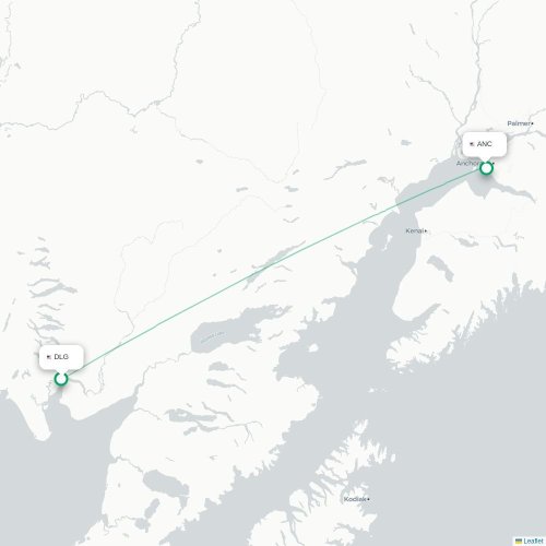 Mapa lotu bezpośredniego Dillingham – Anchorage