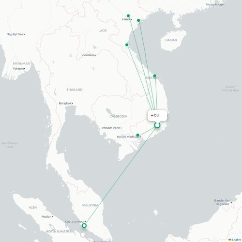 Mapa lotu bezpośredniego Dalat – Vinh City