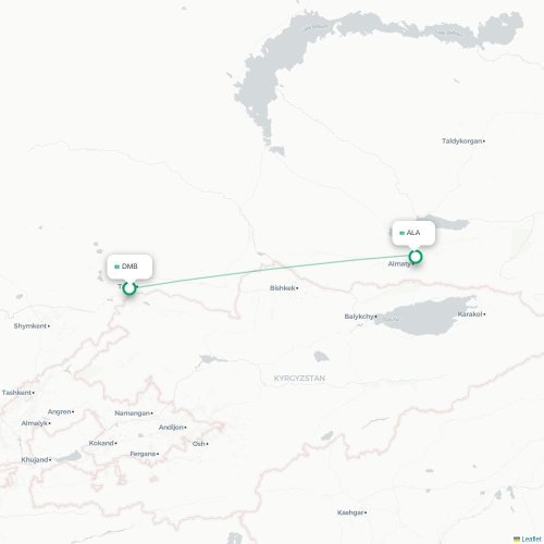 Mapa de vuelo directo Taraz - Almatý