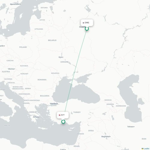 Mapa de vuelo directo Moscú - Antalya