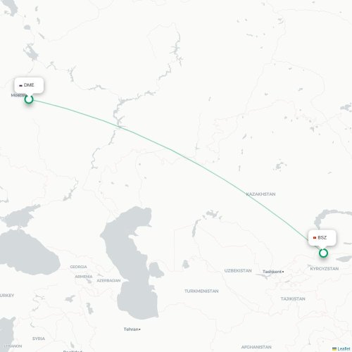 Mapa lotu bezpośredniego Moskwa – Biszkek