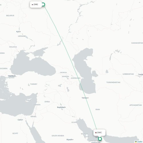 Mapa de vuelo directo Moscú - Dubái