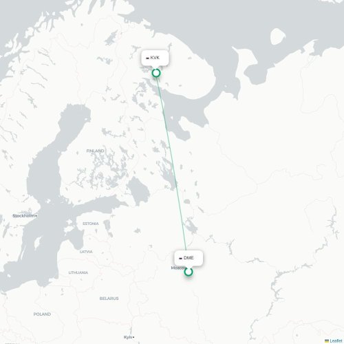 Mapa de vuelo directo Moscú - Kírovsk