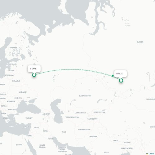 Mapa de vuelo directo Moscú - Novokuznetsk