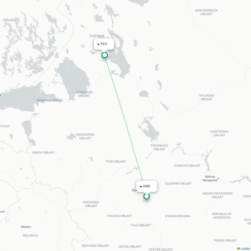 Moskva - Petrozavodsk karta över direktflyg