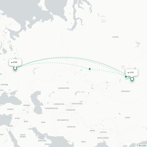 Mapa lotu bezpośredniego Moskwa – Ułan-Ude
