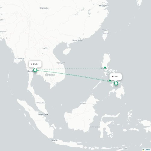 Mapa lotu bezpośredniego Bangkok – Cebu City