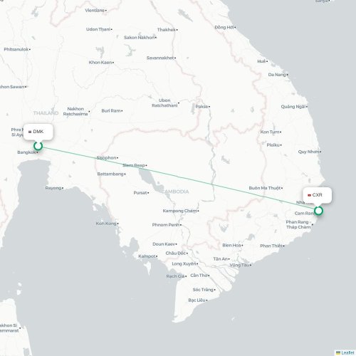 Mapa lotu bezpośredniego Bangkok – Nha Trang