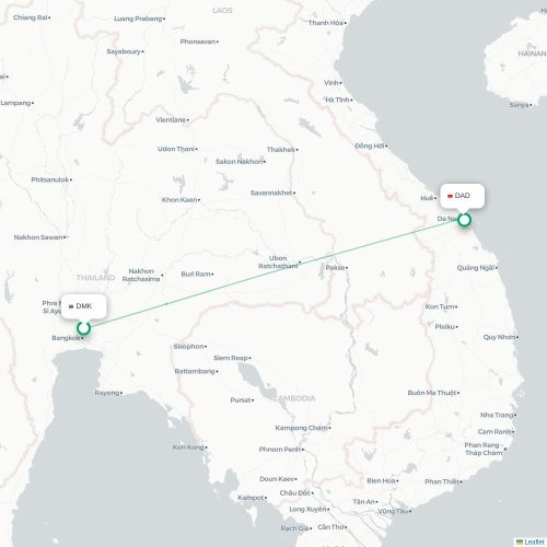 Mapa lotu bezpośredniego Bangkok – Da Nang