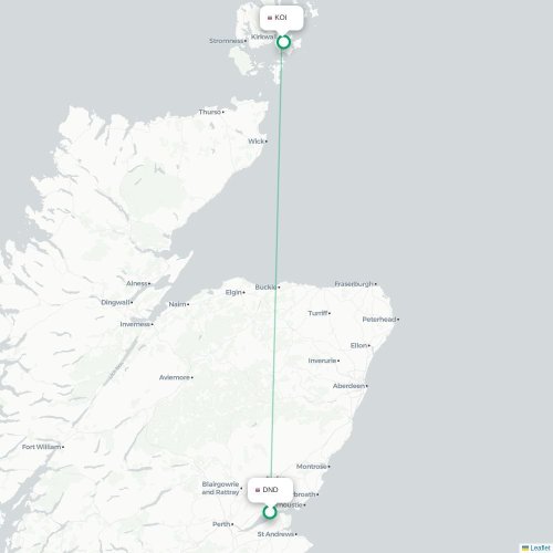 Mapa de vuelo directo Dundee - Kirkwall, Islas Orkney