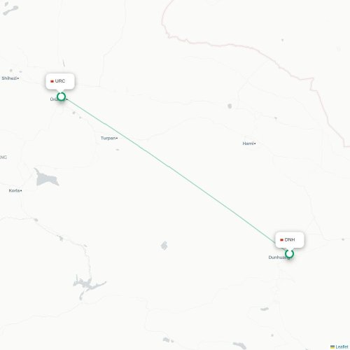 Mapa lotu bezpośredniego Jiuquan – Urumczi