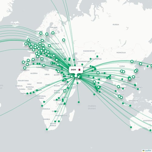 DOH routes and destination map
