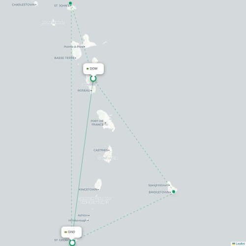 Mapa de vuelo directo Roseau - Saint George's