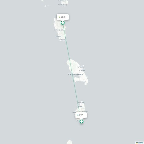 Mapa de vuelo directo Roseau - Castries
