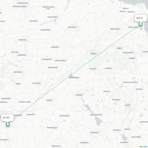 Mapa lotu bezpośredniego Dongying – Czengczou