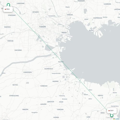 Mapa lotu bezpośredniego Dongying – Pekin