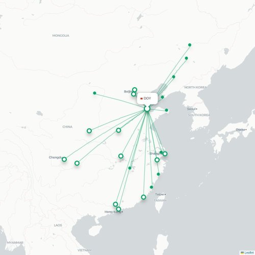 Mapa lotu bezpośredniego Dongying – Nanchang