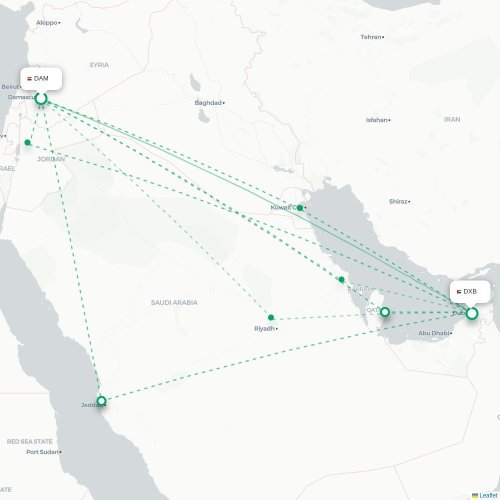 Mapa lotu bezpośredniego Denpasar – Dubaj