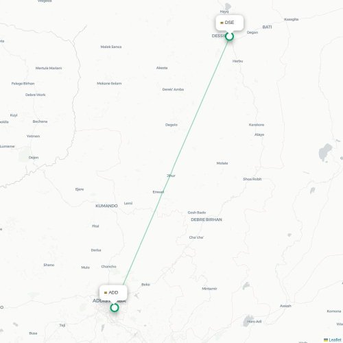 Dessie - Addis Abeba carte du vol direct