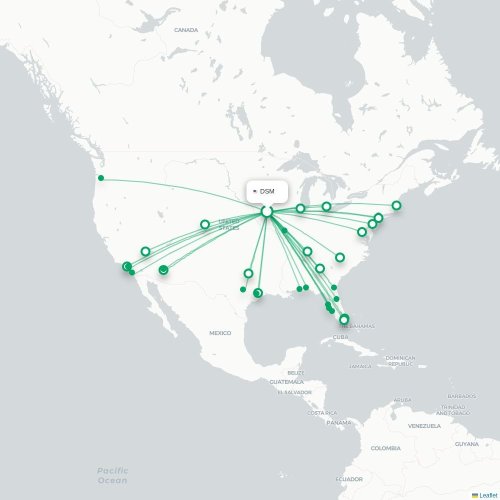 Des Moines - Denver kort over direkte fly