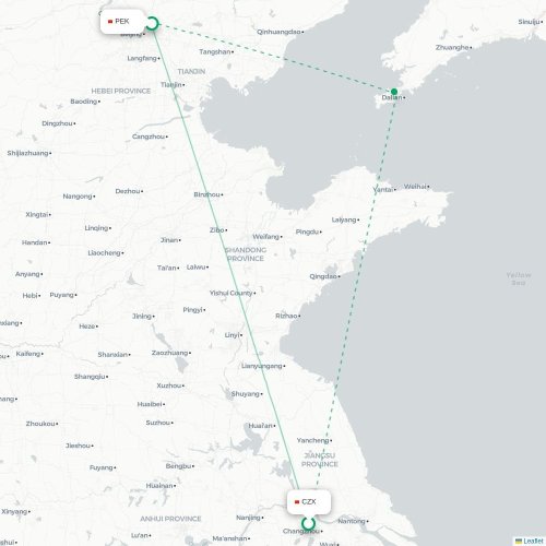 Mapa lotu bezpośredniego Ordos City – Pekin