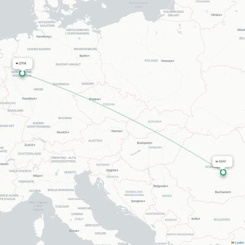 Mapa de vuelo directo Dortmund - Braşov