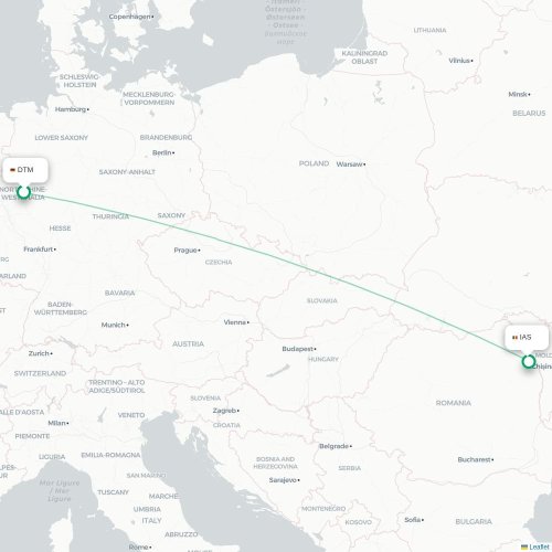 Mapa de vuelo directo Dortmund - Iași