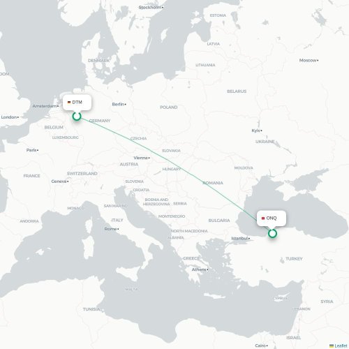 Mapa de vuelo directo Dortmund - Zonguldak