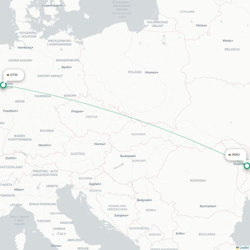 Mapa de vuelo directo Dortmund - Chişinău