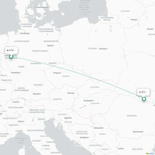 Mapa de vuelo directo Dortmund - Suceava
