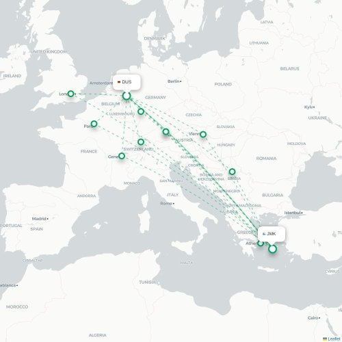 Düsseldorf - Mykonos carte du vol direct