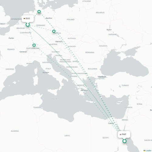 Mapa lotu bezpośredniego Düsseldorf – Marsa Alam
