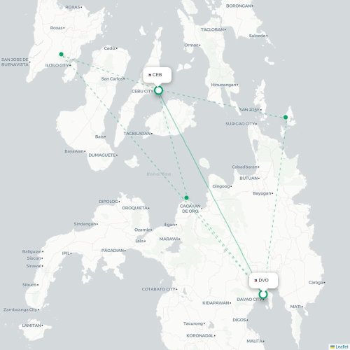 Mapa lotu bezpośredniego Davao – Cebu City