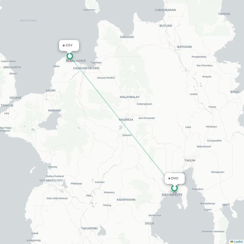 Mapa lotu bezpośredniego Davao – Cagayan de Oro