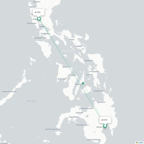 Mapa de vuelo directo Dávao - Angeles City