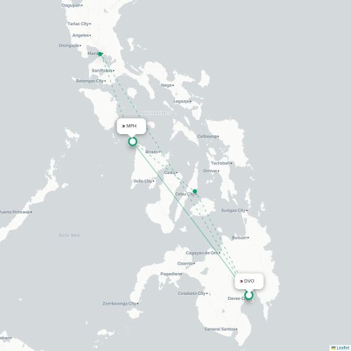 Mapa lotu bezpośredniego Davao – Boracay