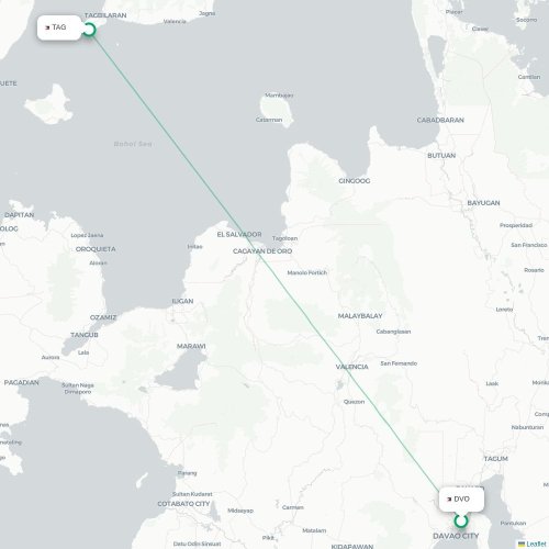 Mapa lotu bezpośredniego Davao – Panglao