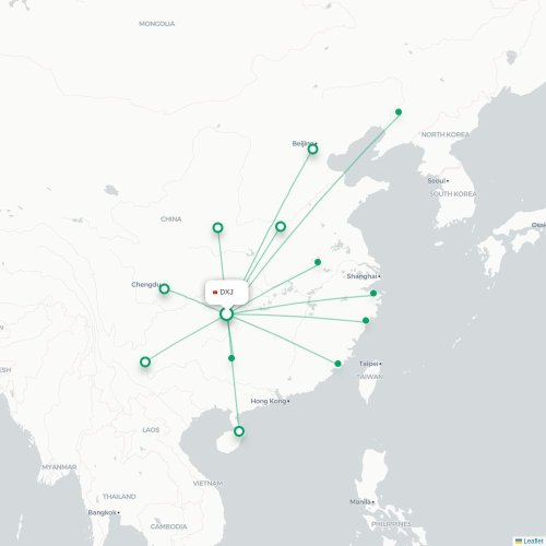 Mapa lotu bezpośredniego Xiangxi – Quanzhou