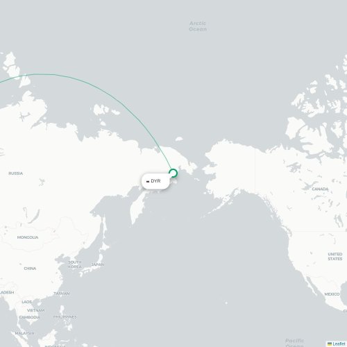 Mapa lotu bezpośredniego Anadyr – Moskwa