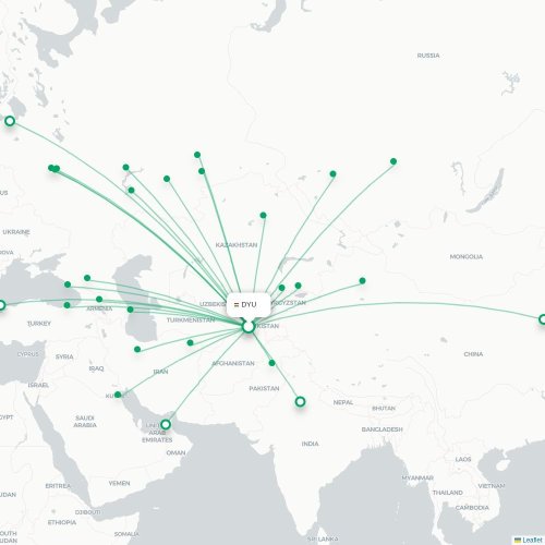 Route map Dushanbe  DYU airport