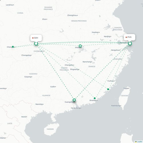 Dazhou - Shanghai carte du vol direct